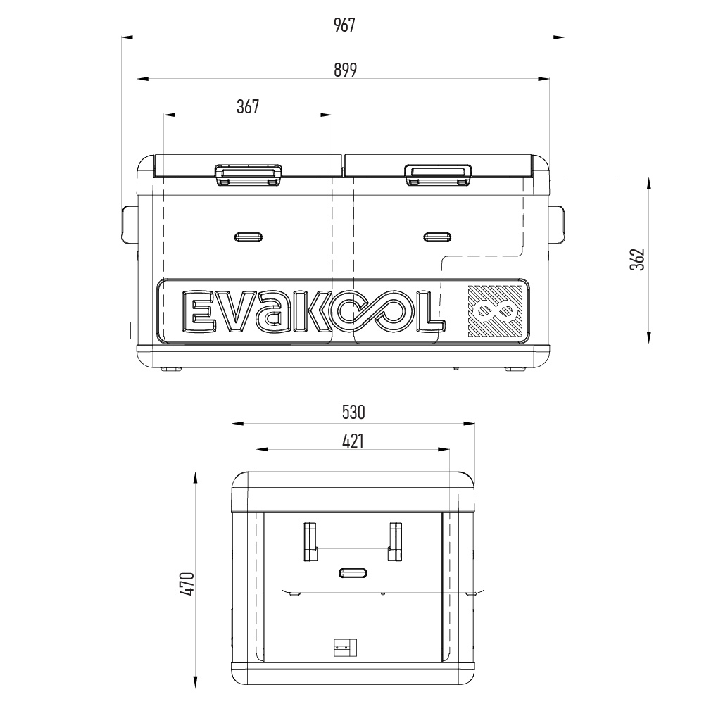 Evakool Down Under II 95L Dual Zone Fridge/Freezer - Midnight Black